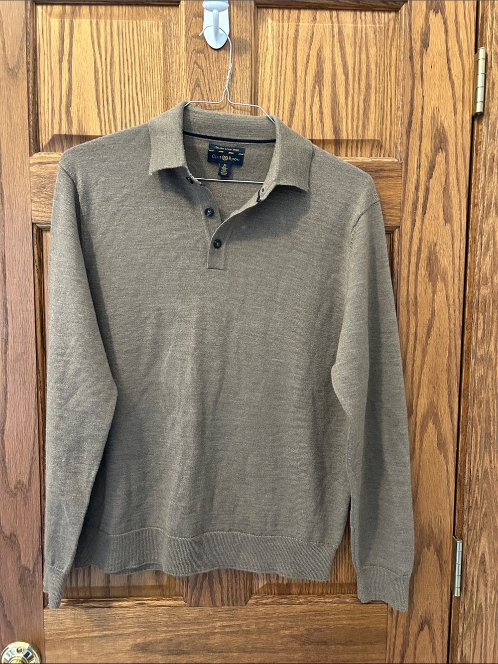 Club Room Men's Long-Sleeve Polo in Olive Brown